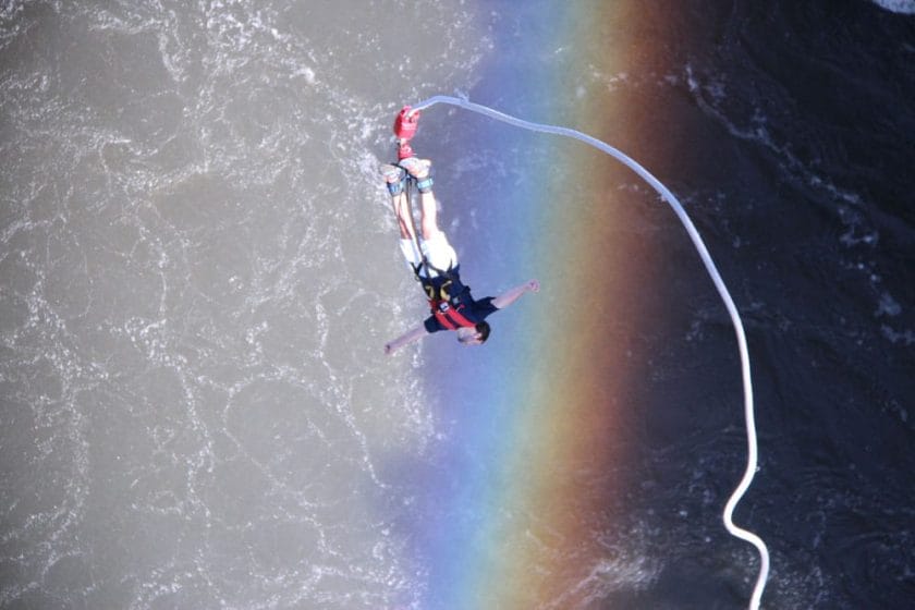 Victoria Falls makes for a riveting free fall from a bungee jump, credit: Shearwaterbingee.com